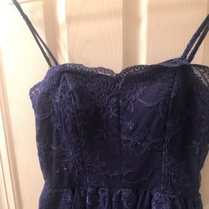 navy mini lace dress